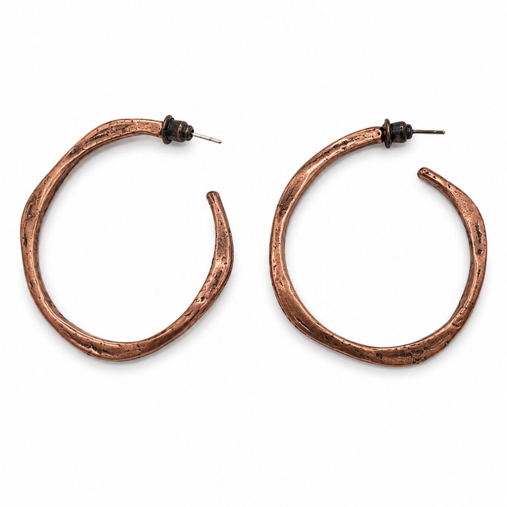 Paparazzi Sahara Sandstorm Copper Hoop Earrings Antiqued Textured Hammered Boho